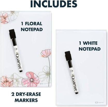 Quartet Glass Desktop Notepad, 9" x 6", Whiteboard, Dry Erase Surface, Dot/White, 2 Pack (GDP96D)