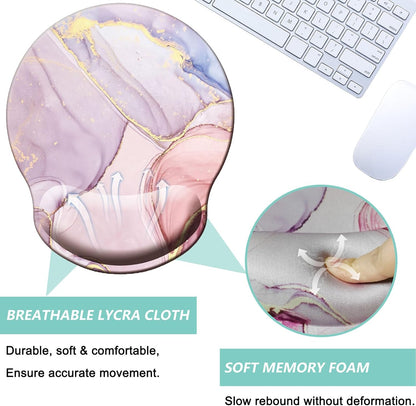 Mouse Pad with Wrist Support, Ergonomic Mouse Pad with Memory Foam Wrist Rest Cushion, Non-Slip Rubber Base Gaming Mice Pad for Home Office Computer Laptop, Flowers Grass