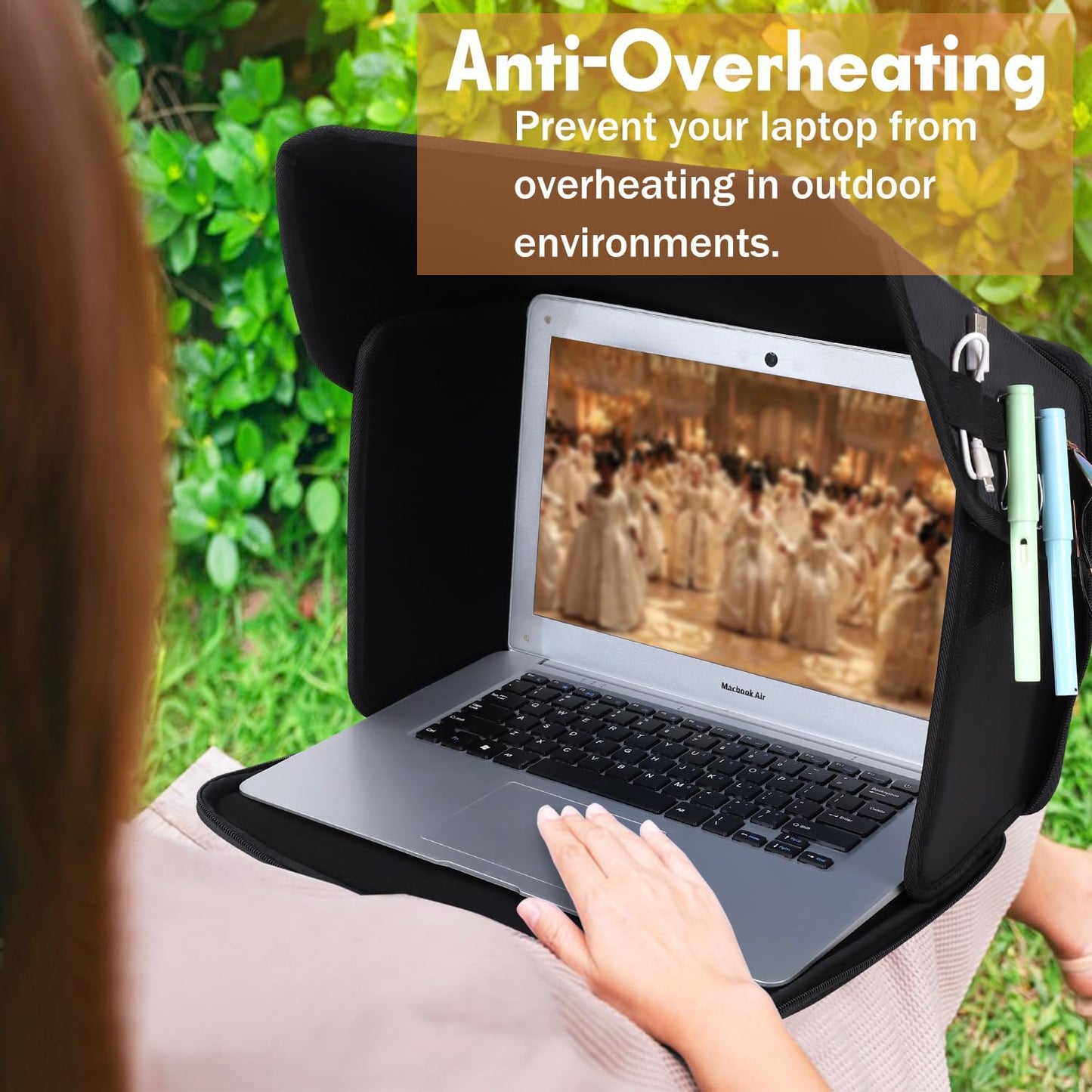 Laptop Sun Shade Laptop Sun Glare Shield Privacy Screen Hood Lightweight Laptops Sunshade Bag for Working Outside Portable Shield Cover 12-14'' (Patent Pending)