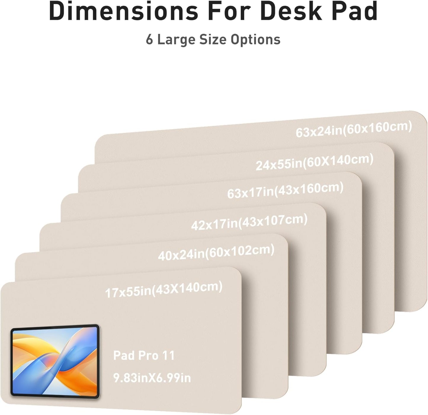 Aothia Non-Slip PU Leather Waterproof Laptop Desk Pad Protector, Blotter Mat, Writing and Mouse Pad for Office & Home, Beige, 23.6" x 13.7" - Colors B