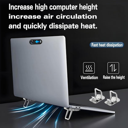2PCS Laptop Stand Portable,Adjustable Laptop Riser, Ergonomic Cooling Mini Invisible Notebook Stand Riser for Desk Computer Keyboard MacBook Universal 10-17 Inch (Silver)