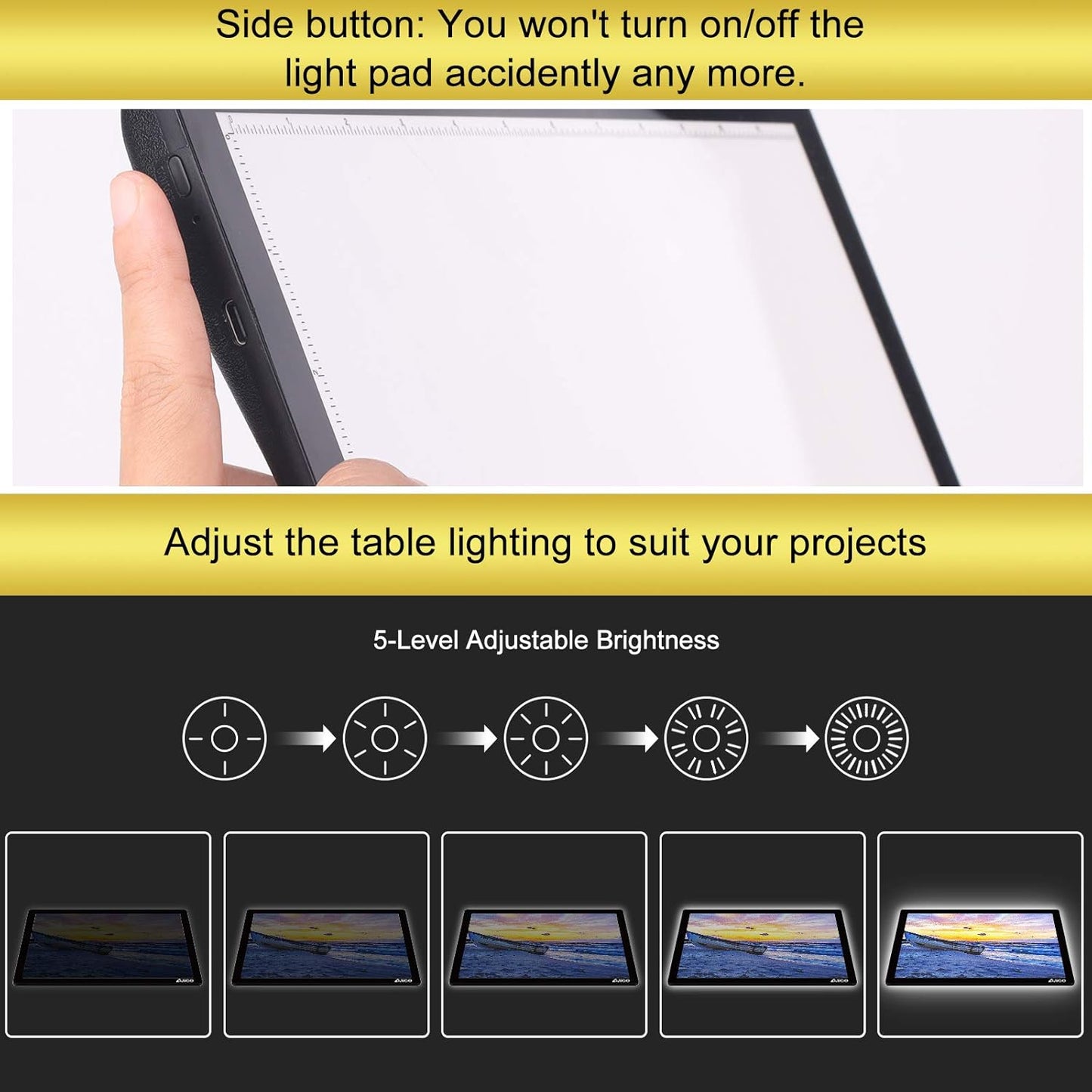 Rechargeable A4 Light Pad with Innovative Stand and Top Clip, Elice Wireless Bright Light Tracing Board Portable LED Artcraft Tracer Box for Artists, Drawing, Cricut Weeding Vinyl, Diamond Painting