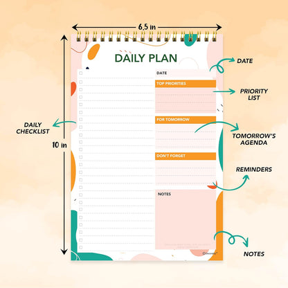 Decorably 52 Sheets Nude Pink Undated Daily to Do List Notepad, 6.5x10in Spring-Bound Easy Tear-Off Design, with Priorities, Checklist, Agenda, Reminders, Notes - Home, School, Office