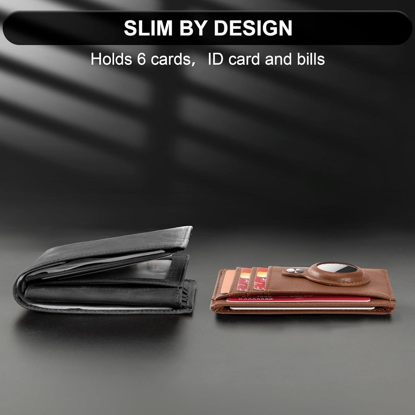 Slim Minimalist Front Pocket Air Tag Wallet, RFID Blocking Card Holder Wallet with Airtag Holder