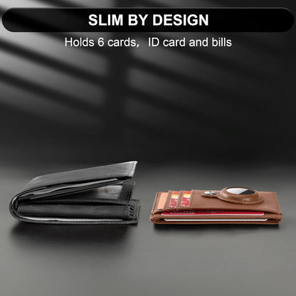 Slim Minimalist Front Pocket Air Tag Wallet, RFID Blocking Card Holder Wallet with Airtag Holder