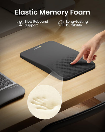 ProtoArc Ergonomic Mouse Pad with Wrist Rest, MP50 Mousepad with Massage Design, Soft Memory Foam and Non-Slip PU Base for Pain Relief, Desk, Home, Office, 12x8 Inches, Black