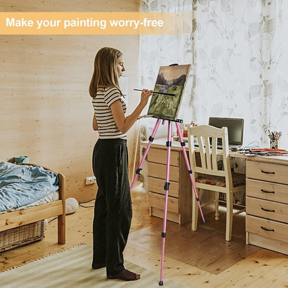 Art Easel Stand for Painting and Sign - RRFTOK 17 to 66 Inch Adjustable Aluminum Tripod Easels for Display, Portable Canvas and Poster Stand with Carry Bag for Beginners, Students and Classroom Use