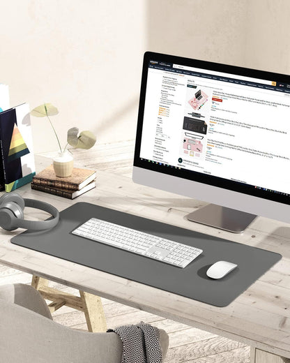 YSAGi Non-Slip Leather Desk Pad, Waterproof Laptop Computer Desk Keyboard Mat, Table Protector Blotter Mat, Large Mouse Pad for Office/Work/Home/Decor(Black, 31.5" x 15.7")