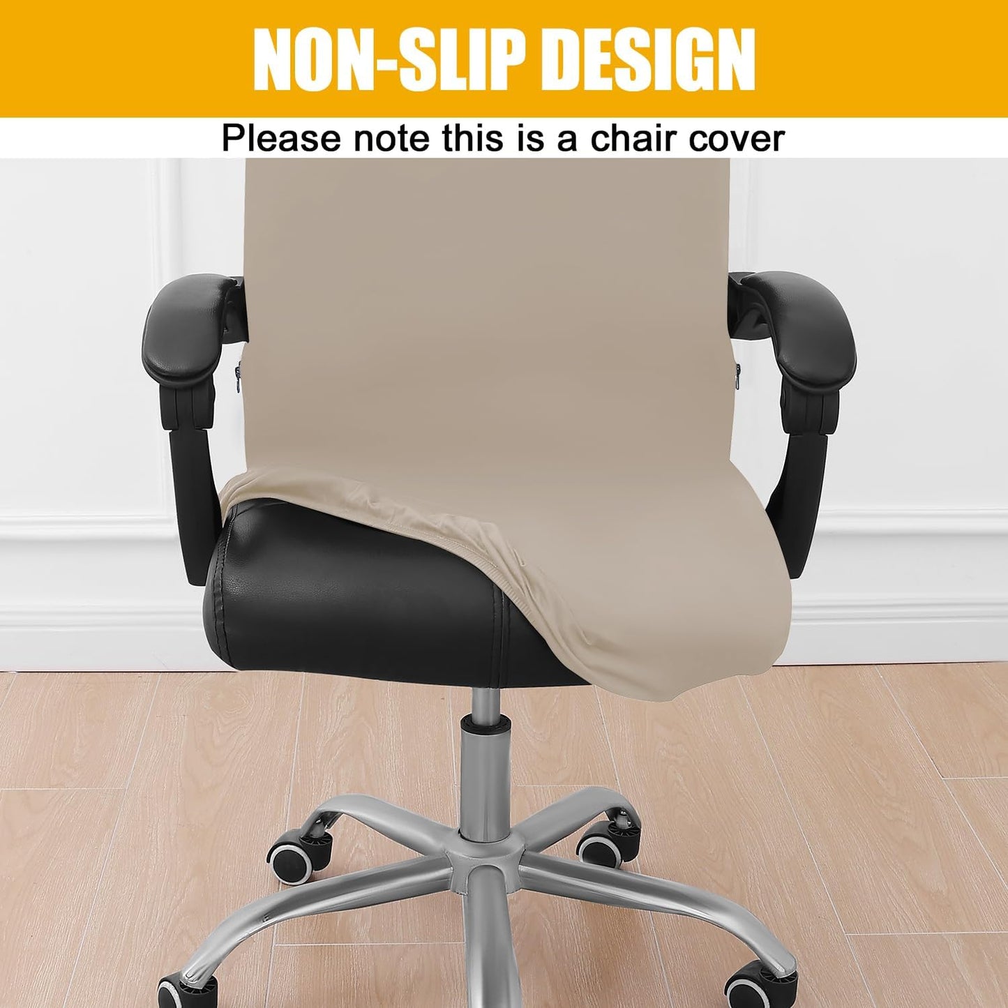 Smiry Stretch Printed Office Chair Armrest Covers, 2 Pcs Soft Fit Removable Washable Computer Desk Chair Arm Covers Protector, Black