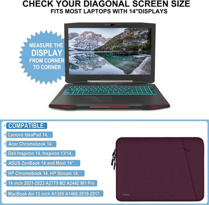Laptop Sleeve Case 13.3 inch, Shockproof Protective Computer Cover with Accessories Pocket, Portable Laptop Bag Compatible with MacBook Air/Pro 13-13.3 inch, Compatible for MacBook Pro 14 inch, Black | Shockproof