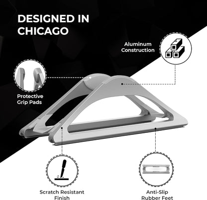 HumanCentric Vertical Laptop Stand for Desks in Matte Black, Upright Adjustable Holder to Dock Apple MacBook Stand, and Other Laptops to Organize Work & Home Office, Automatic Grip