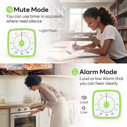 Yunbaoit Visual Timer with Night Light, 60-Minute Countdown Timer for Kids and Adults, Silent Classroom Timer, Time Management Tool for Home, School, or Work (Light Blue)