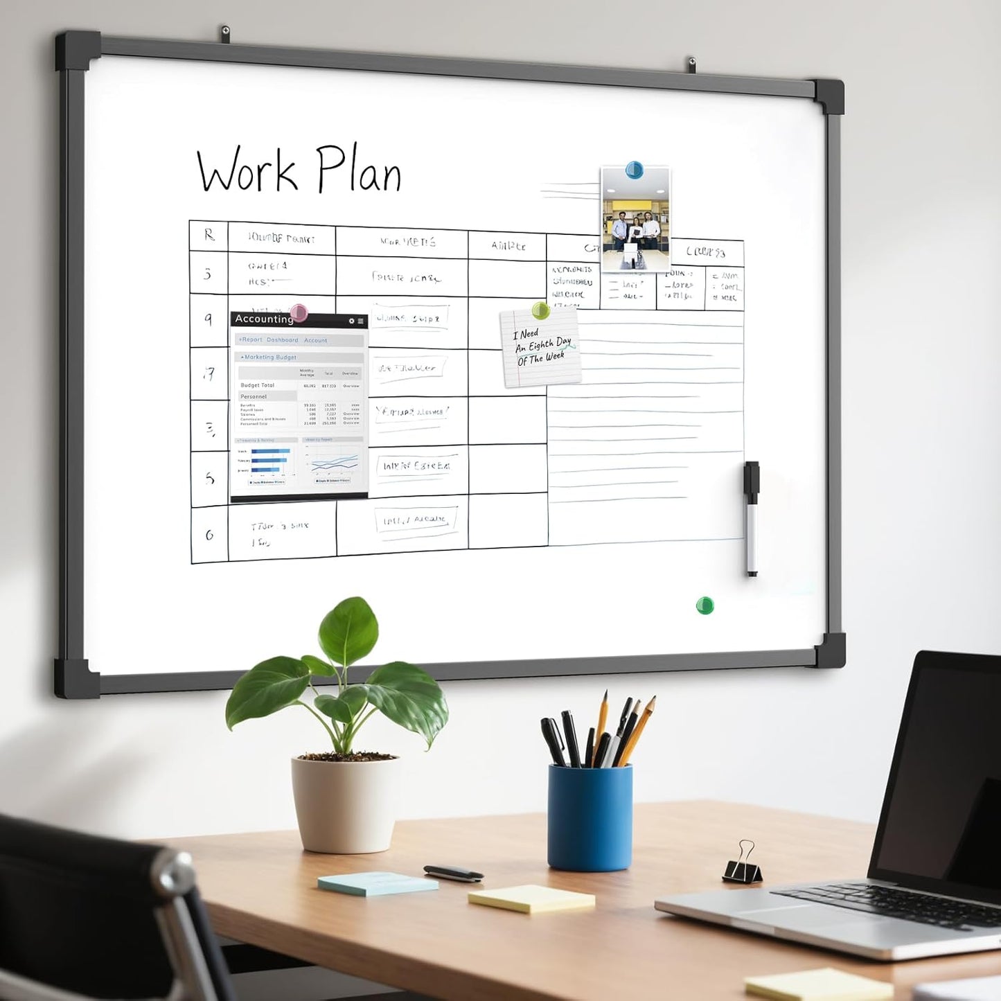 MaxGear Double-Sided Dry Erase Board for Wall, 16"x12" Hanging Whiteboard, Small Dry Erase White Board with 3 Markers and 4 Magnets, Portable Whiteboard for Planning, Drawing, Memo, to Do List