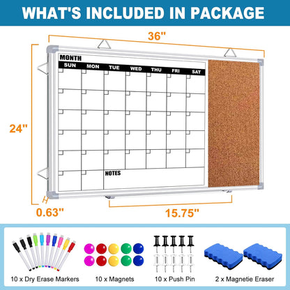 Weekly Planner Whiteboard, Weekly Dry Erase Board for Wall 16" x 12", Double-Sided Weekly Calendar Whiteboard with Pen Tray & Hook, Hanging Writing Schedule Board for Home, School, Office