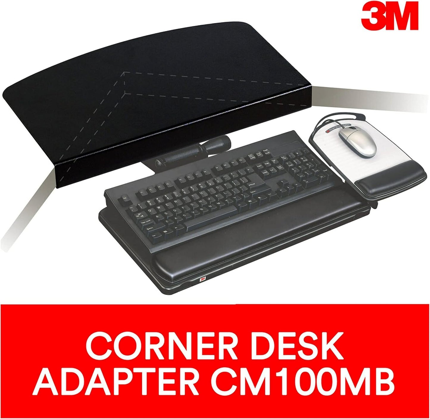 3M Keyboard Tray, Just Lift To Adjust Height And Tilt, Sturdy Tray Includes Gel Wrist Rest And Precise Mouse Pad, Swivels Side To Side And Stores Under Desk, 23" Track, Black (AKT90LE)