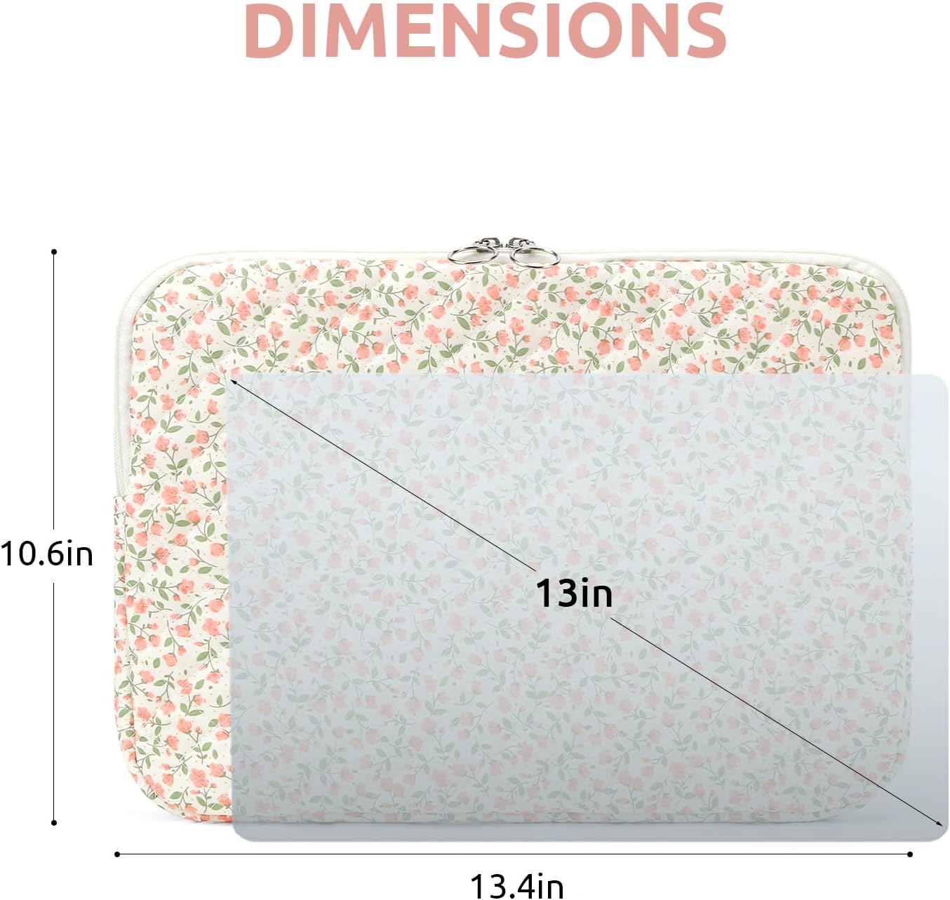 Puffy Laptop Sleeve 13 Inch Cute Quilted Laptop Protective Case Padded Floral Computer Sleeve for MacBook (A-Blue, 13 Inch)