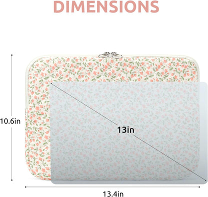 Puffy Laptop Sleeve 13 Inch Cute Quilted Laptop Protective Case Padded Floral Computer Sleeve for MacBook (A-Blue, 13 Inch)