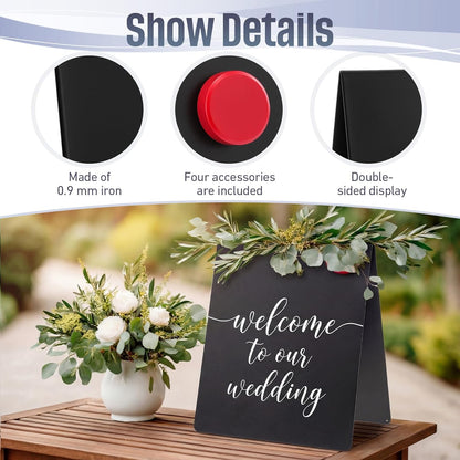 Fainne 2 Pack 6x8 Inch Magnet Display Stand, Double-Sided Magnetic Bulletin Board with Stand Tabletop Blank Magnetic Signs for Restaurant Menu Office Home School, Black