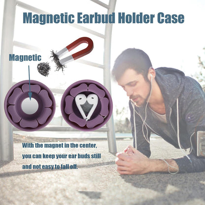 MAIRUI Wired Earbud Case Earphone Headphone Cord Organizer Earbuds Wrap Soft Silicone Magnetic Holder Storage Tangle Free Cable Winder(Red)