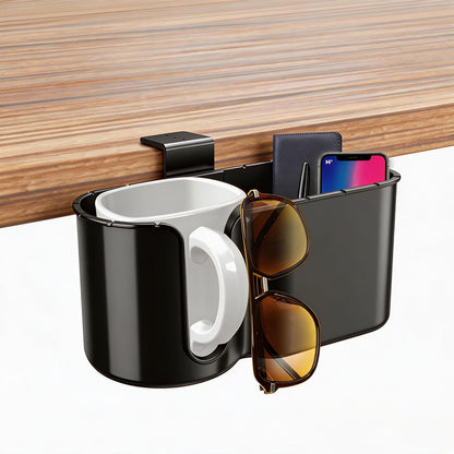 Desk Cup Holder with Large Metal Clamp, Fits Maximum Diameter of 3.38 inches Bottles, Anti-Spill Cup Holder Suitable for Tables, Porch Swings, and Patio Chairs. (Large)