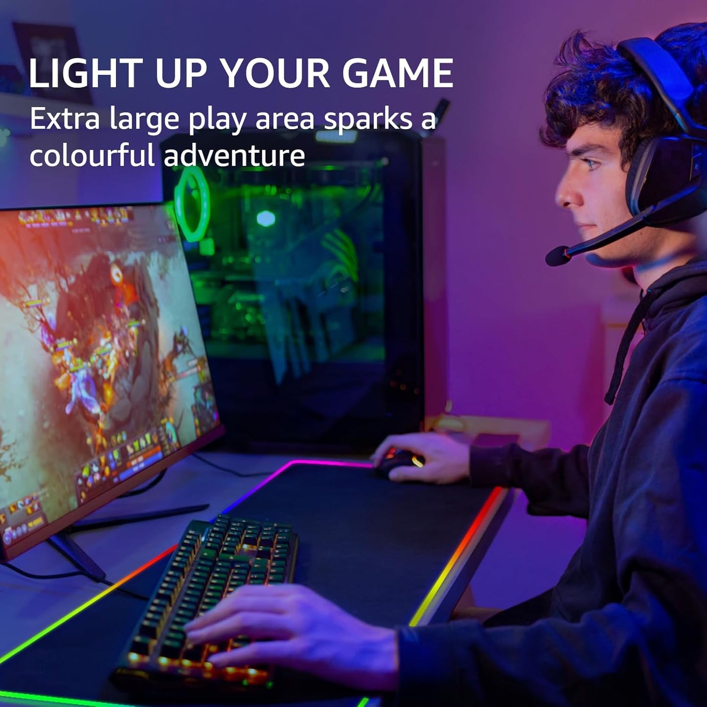 KTRIO Large Gaming Mouse Pad Desk Mat, Superior Micro-Weave Cloth for Precise Mouse Control, Non-Slip Rubber Base, Stitched Edges, Water-Resistant, for Gamer, Office & Home, 31.5" x 11.8" inches