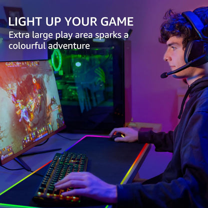 KTRIO Large Gaming Mouse Pad Desk Mat, Superior Micro-Weave Cloth for Precise Mouse Control, Non-Slip Rubber Base, Stitched Edges, Water-Resistant, for Gamer, Office & Home, 31.5" x 11.8" inches