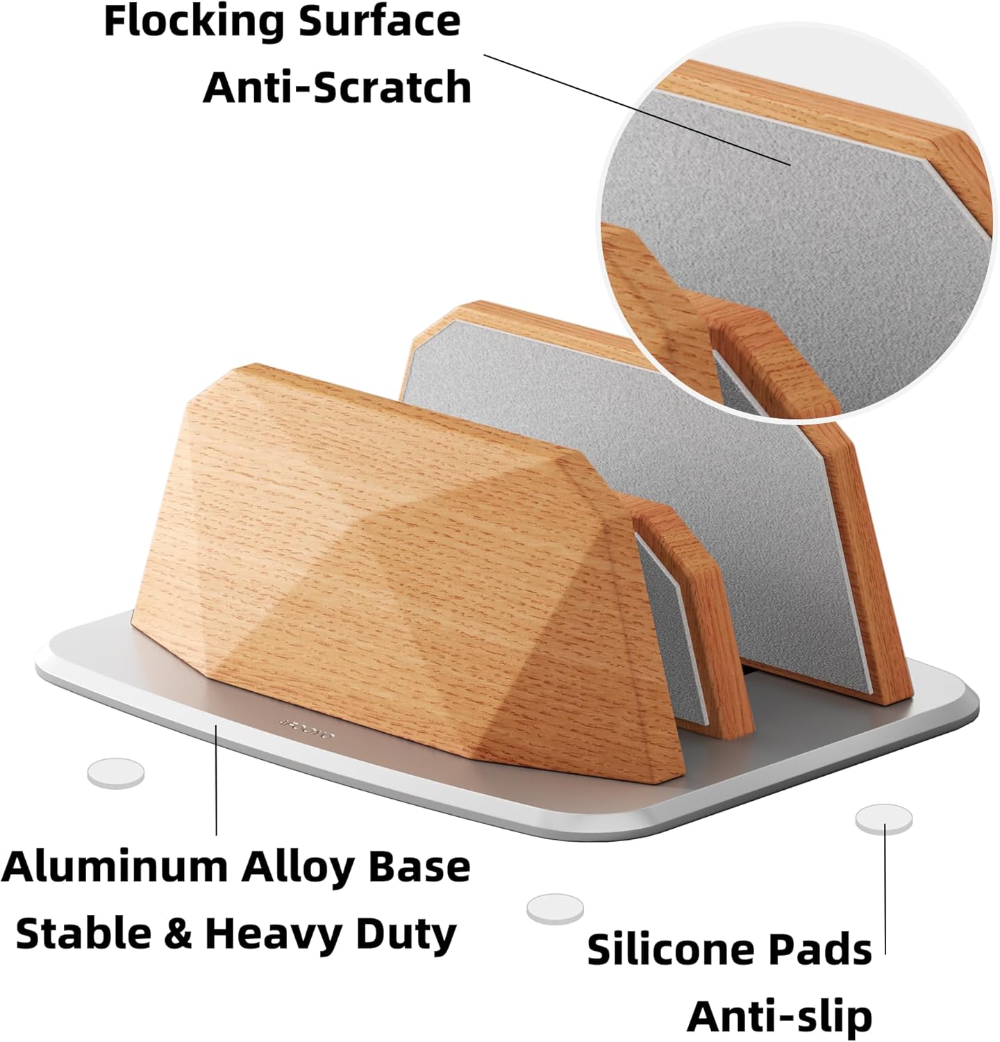 AFOOYO Vertical Laptop Stand - Dual Slots Walnut Adjustable Laptop Holder,Desktop Dock Compatible with All MacBook, Surface,Chromebook,Dell & More(Walnut)
