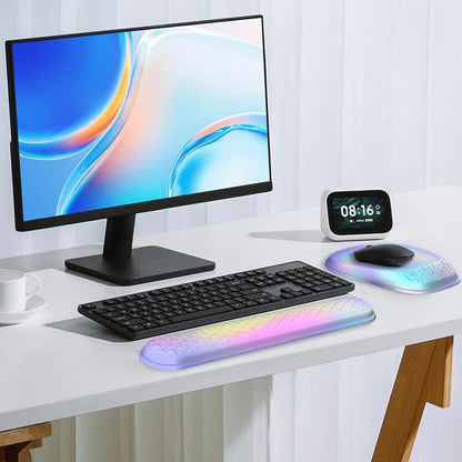Mouse Pad with Wrist Rest, Comfortable Keyboard Wrist Rest, Memory Foam Wrist Rest for Computer Keyboard, Ergonomic Mouse Pad Set for Easy Typing & Pain Relief for Office Black