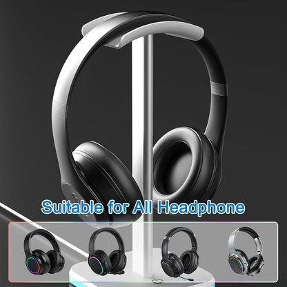 Headphone Stand for Desk - Headset Stand with Aluminum Hanger and Plastic Headrest, Headphone Holder for AirPods Max, Sony, Bose, Beats and More (Black)