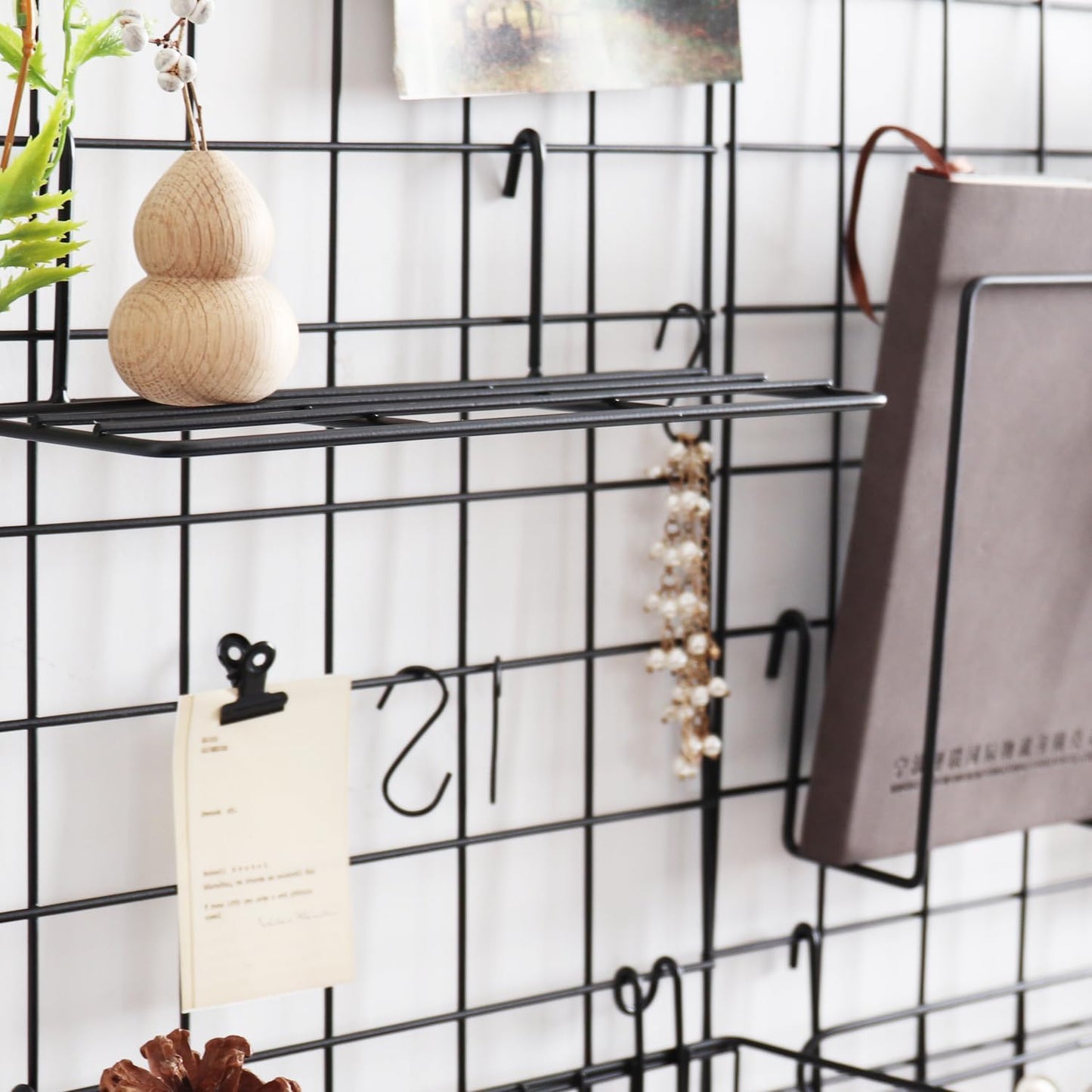 Metal Mesh Wall Grid Panel for Photo Display,Message Board,Size: 17.5" x 11.8",Pack of 2 (Black)