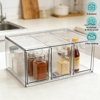 Prsildan Acrylic Drawer Makeup Organizer with 6 Drawers (Not for Baby Bottle), Set of 2 Office Desk Organizers Accessories, Clear Stackable Storage Drawers for Vanity, Craft (Largest Drawer 4" Tall)