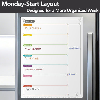 Vertical Magnetic Calendar for Refrigerator Set. Weekly Planner Dry Erase Fridge Calendar Whiteboard Menu Board - Thickened Magnet. Fine Marker & Organizers Reusable for Busy Home & Office
