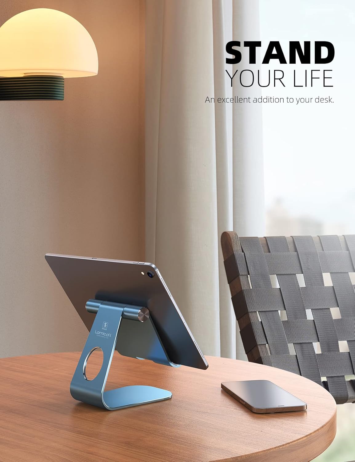 Lamicall S1 Tablet Stand, Adjustable Tablet Holder - Desktop Stand Dock Holder for 4-13" Tablet, iPad Pro 11, 9.7, 10.5, 12.9 Air Mini, Kindle, Tab, Switch, Viral Podcast Video Office Desk Accessories