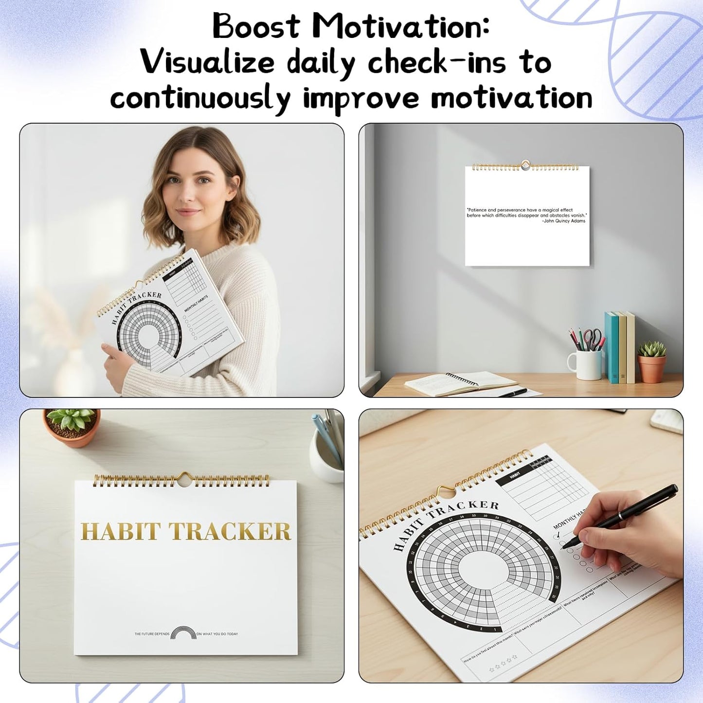 Thboxes Writable Habit Tracker Calendar, Undated 18 Months Daily, Weekly, Monthly Habit Journal with Spiral Planner for Goal Setting, Boost Productivity & Workout Motivation