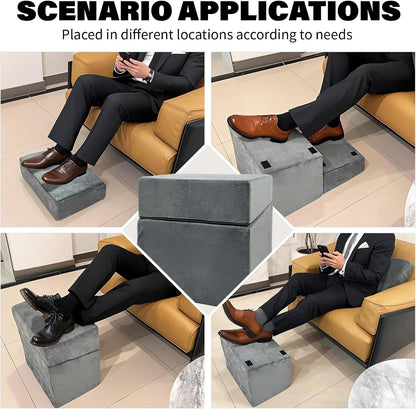 Adjustable Foot Rest Under Desk with 3 Adjustable Heights High-Density Foam Ergonomic Footrest for Office, Home, Travel Airplane, Removable Washable Cover for Back Pain Relief Posture Support (Black)