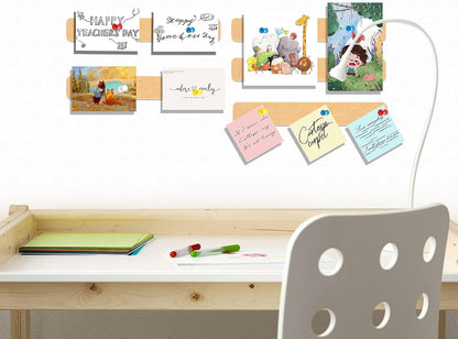 Felt Pin Board Bar Strips Bulletin Board for Bedrooms Offices Home Wall Decoration, Notice Board Self Adhesive Cork Board with 35 Push Pins for Paste Notes, Photos, Schedules