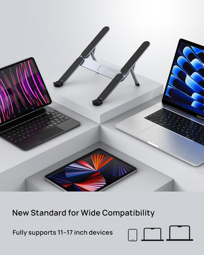 SODI [Ultra Compact] Foldable & Portable Laptop Stand for Desk, Lightweight Tablet Stand for Business Travel, Library, Cafe, 6 Level Height Ergonomic Aluminum Computer Holder for 10-16" Laptops