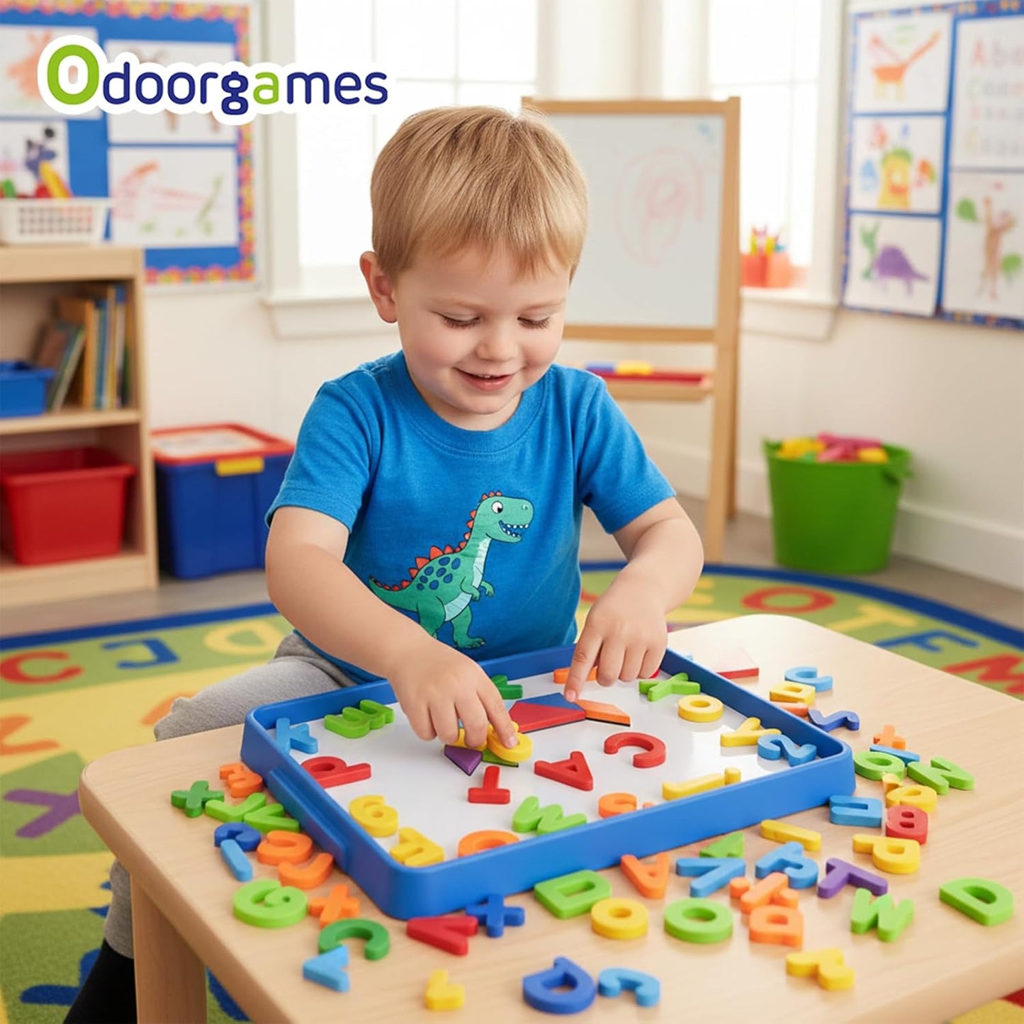Magnetic Board for Kids – 13.2" X 10" - Magnetic Dry Erase Tray | Stackable Magnetic Tray for Classroom, Home, Travel & Preschool Learning (Cyan)