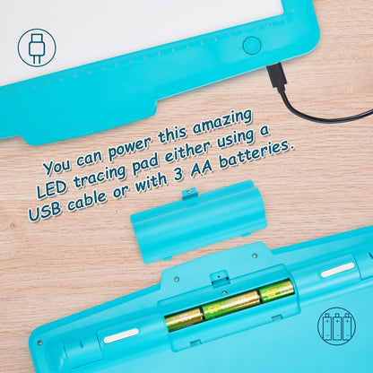 IMAGE A4 LED Tracing Pad for Kids, Rechargeable Light Up Drawing Tablet Board Children Portable Art Christmas Gift for Boys Girls Ages 6+(with 10 Traceable Sheets), Durable & Fun Creative Toy(Blue)