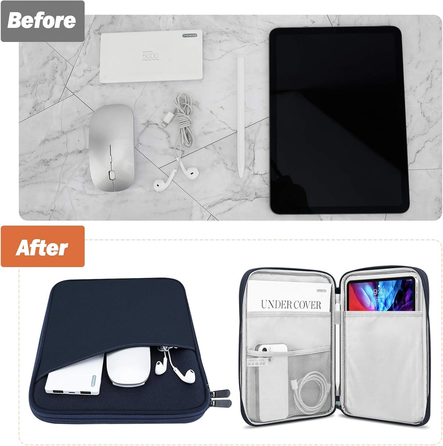 MoKo 9-11 Inch Tablet Sleeve Case, Fits New 11inch iPad Air M4/Pro M5, iPad A16 11", i-Pad 10/9/8/7th/Air 5/4th 10.9"/10.2", Tab S9/S8 11", Protective Bag Carrying Case with Pocket, Dark Gray