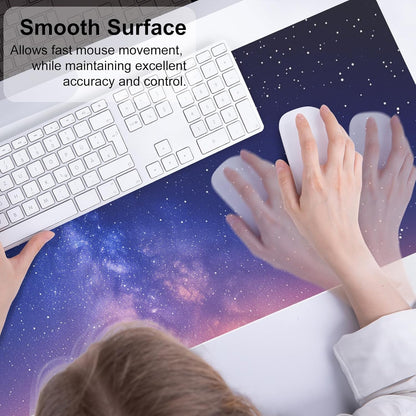 QIYI Large Mouse Pad, Cute Pink Desk Mat for Desktop, Women Girls PU Leather Desk Pad Waterproof Gaming Mousepad, Rose Gold Marble Computer Protector Writing Pad for School Office Home 31.5" x 15.7"