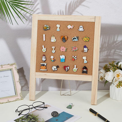 BENECREAT Small Cork Board for Desk, Cork Board with Stand Desk Decorative Pin Bulletin Board for Home, Desk Message, School Office Decor, 14.96x11.85 Inch