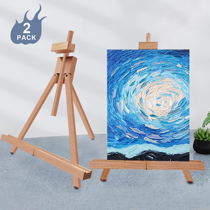 Miratuso Painting Easel, Folding Wooden Tabletop Easel Stand Holds Highest to 22" Canvas, Portable Desktop Easel Suitable for Artists, Beginners, Students