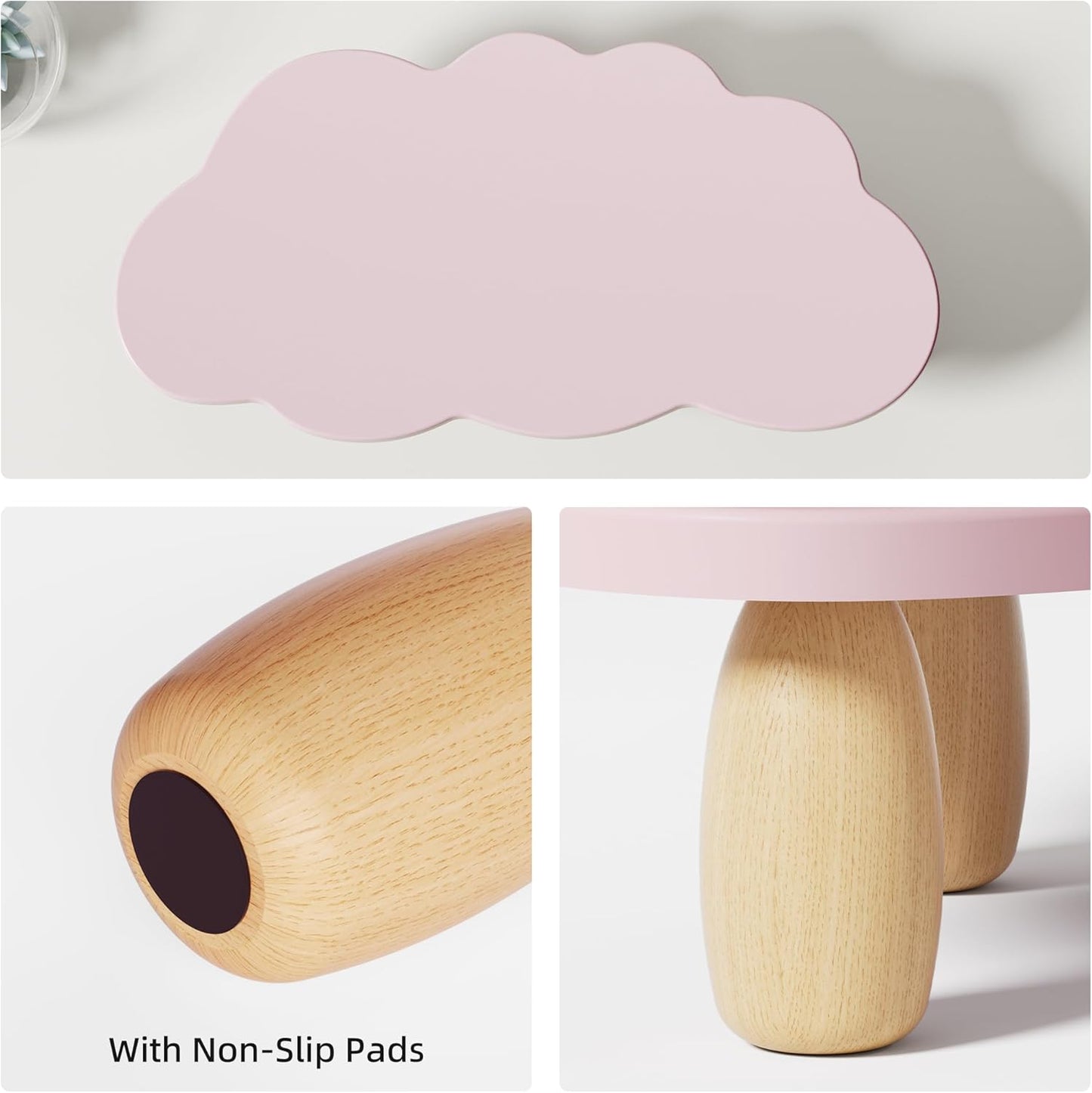 AFOOYO Monitor Stand Riser,Cloud-Shaped Sturdy Wood 16.5In Computer Monitor Riser Wirh Drawer, Multi-Purpose Desktop Organizer Riser for Computer,Laptop,Printer,TV,White