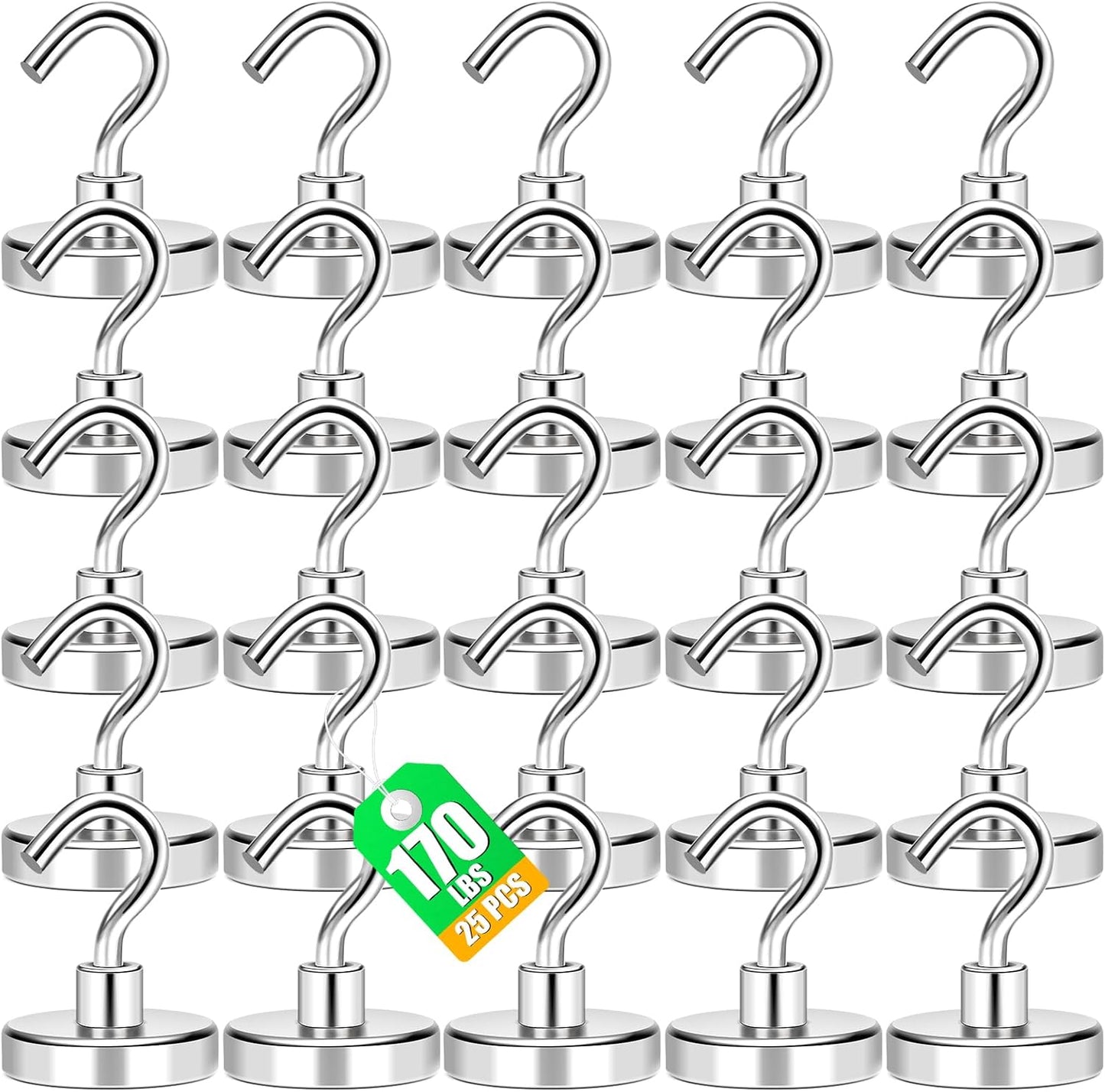 MIKEDE Black Magnetic Hooks 85Lbs Heavy Duty Earth Magnets with Hooks for Cruise Cabin Strong Magnet Hooks for Hanging Super Metal Magnetic Hanger for Grill Fridge Kitchen - Pack of 10
