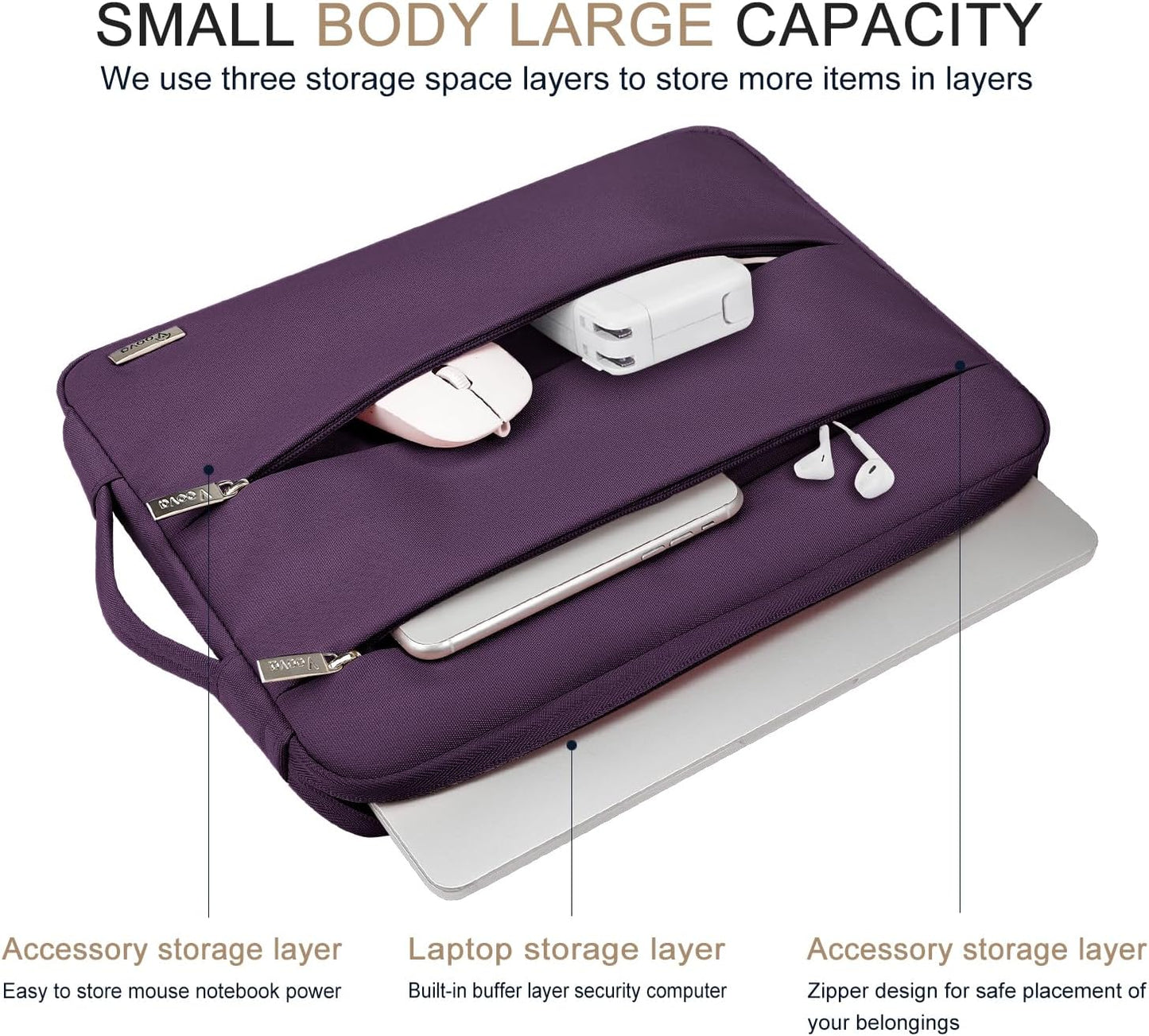 Voova 15.6 16 Inch Laptop Sleeve Case Compatible with MacBook Pro 16 M1/M2/M3/M4 Max 2019-2025, 15.6-16” Hp Lenovo Acer Asus, Waterproof Slim Computer Bag Cover with Handle, Grey