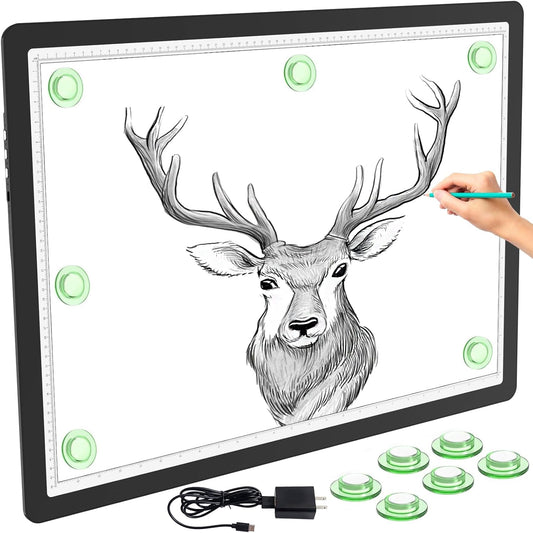 Phylosal Magnetic A3 Light Pad with Bag, Super Bright Light Box with Side Button, Diamond Art Light Board, Lightbox for Tracing and Drawing, USB Power Light Table for Sketching, Weeding Vinyl (White)