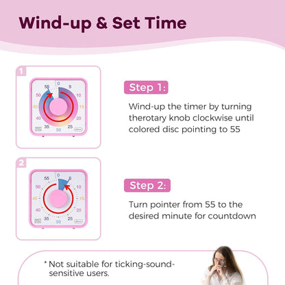 Visual Timer 7.5 inch; 60 Minute 1 Hour Countdown Timer for Kids Classroom Teaching Tool Home Office Meeting, Mechanical Countdown Clock for Exam Time Management Magnetic, Sky Blue with Colorful Disc