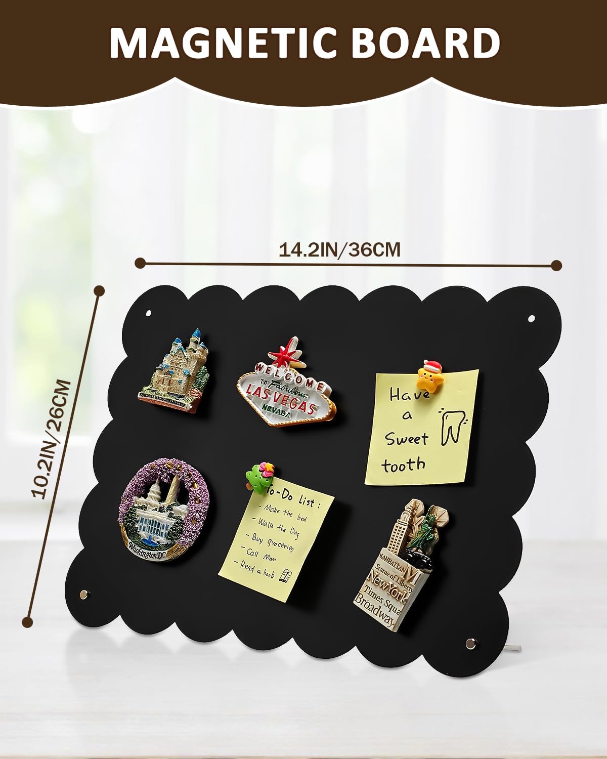 Magnet Board - Blcak, 10.2 x 14.2in, Magnetic Board for Desk and wall, Magnetic Display for Memos, Photos & Documents, Bulletin Board for Home Office School Kitchen Table Supplies(BK-HB2636-2P)