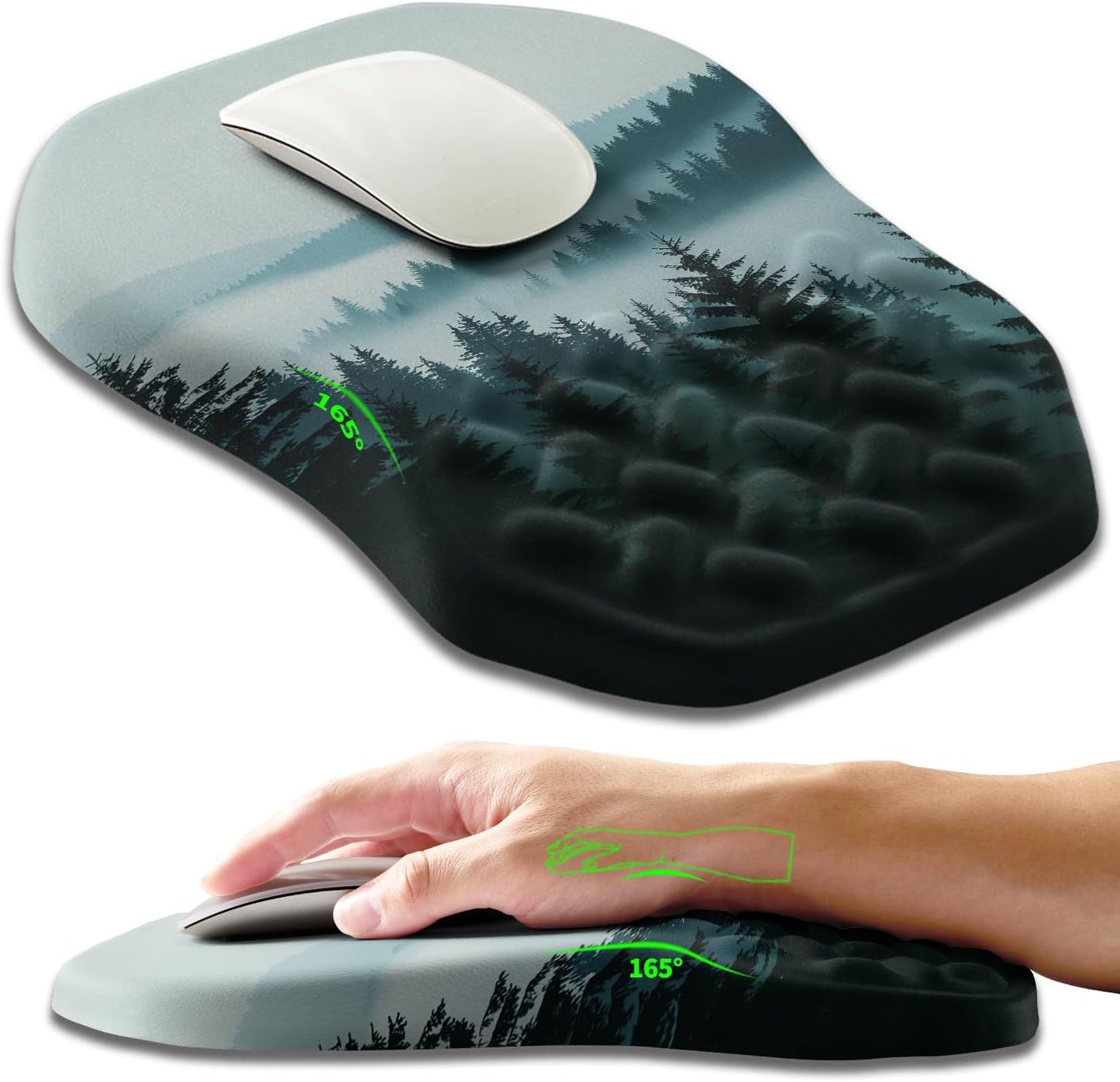 Ergonomic Slope Mouse Pad Wrist Support, Wrist Rest Mousepad for Carpal Tunnel Pain Relief with Massage Bulge and Slow Rebound Memory Foam (12x8 inch, Black)